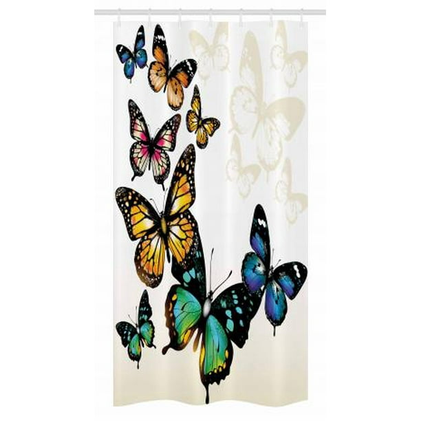 Vivid Monarch Butterfly on Beach Polyester Fabric Bath Shower Curtains /& Hooks